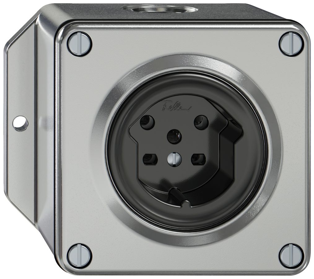 AP-Steckdose ELEMENT SNAPFIX® 1×Typ 15 10A 440V IP20 alu