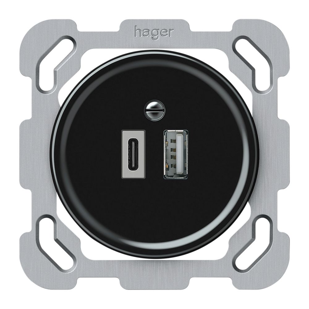 Prise de charge USB ENC origin 1×USB-A 1×USB-C 3000mA 5V noir