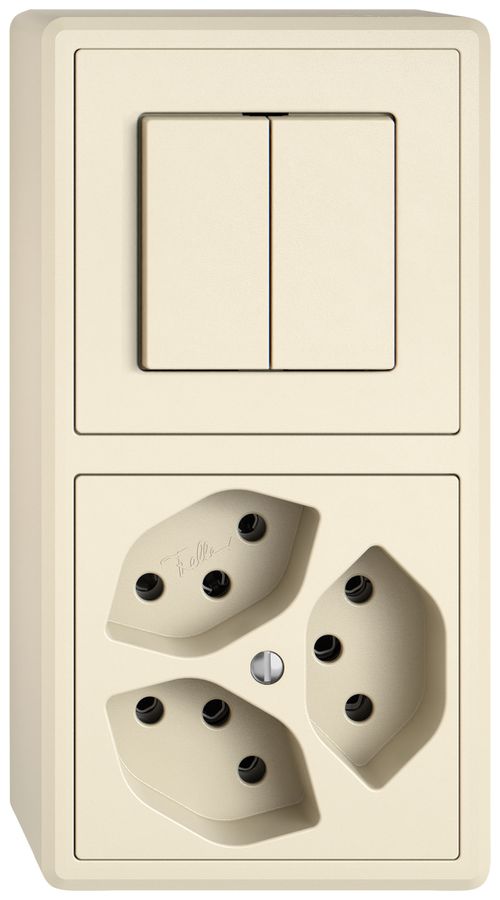 Combinazione AP EDIZIO.liv SNAPFIX® 2×1 140×74mm schema 1/3+3/1L+3×T13 crema