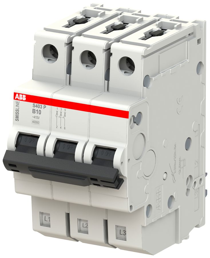 Leitungsschutzschalter SMISSLINE TP, 3L, B, 10A, 40kA