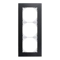 Abdeckrahmen EDIZIOdue prestige 3×1 glas schwarz