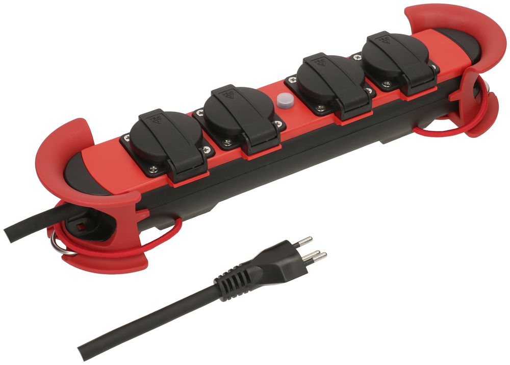 Prise multiple Construct Line 4×T13, 5m 3×1.5mm² rouge/noir