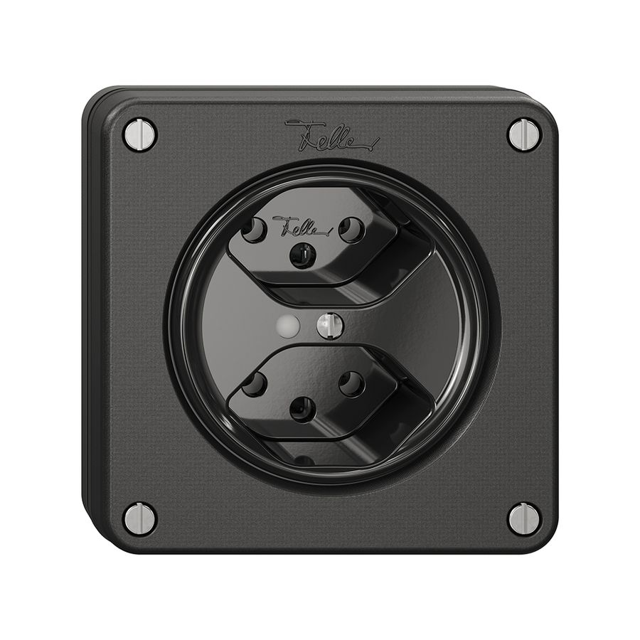 Prise NUPU NEVO, 2×T13, a.LED, noir