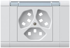 EB-Frontset kallysto, für EB-Steckdose 3×Typ 23, mit Bezeichnungsträger, weiss