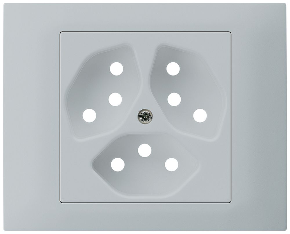 EB-Frontset Hager kallysto für Steckdose G3 3×T13 Abdeckrahmen steckbar hellgrau