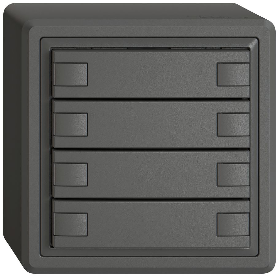 Poussoir KNX RGB AP EDIZIO.liv SNAPFIX® capteur temp.s.LED 4× comm.2T grf