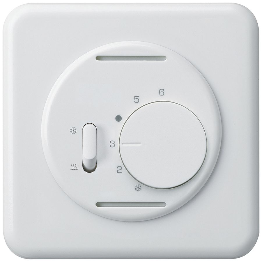UP-Thermostat Hager basico, mit Schalter Heizen/Kühlen, weiss