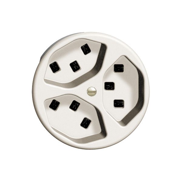 Prise FH 3×T23 16A blanc, avec bornes enf.