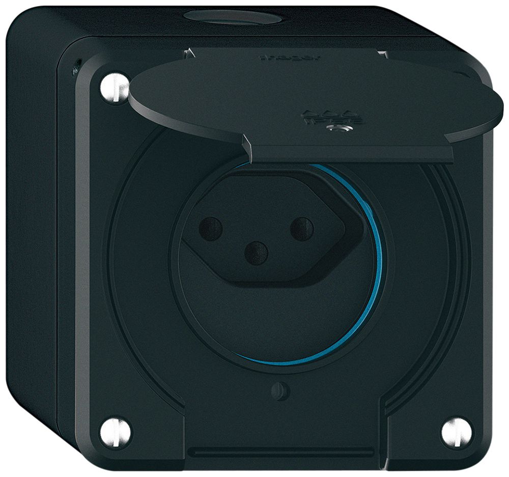 Presa AP robusto 1×tipo 13 luminoso IP55 nero