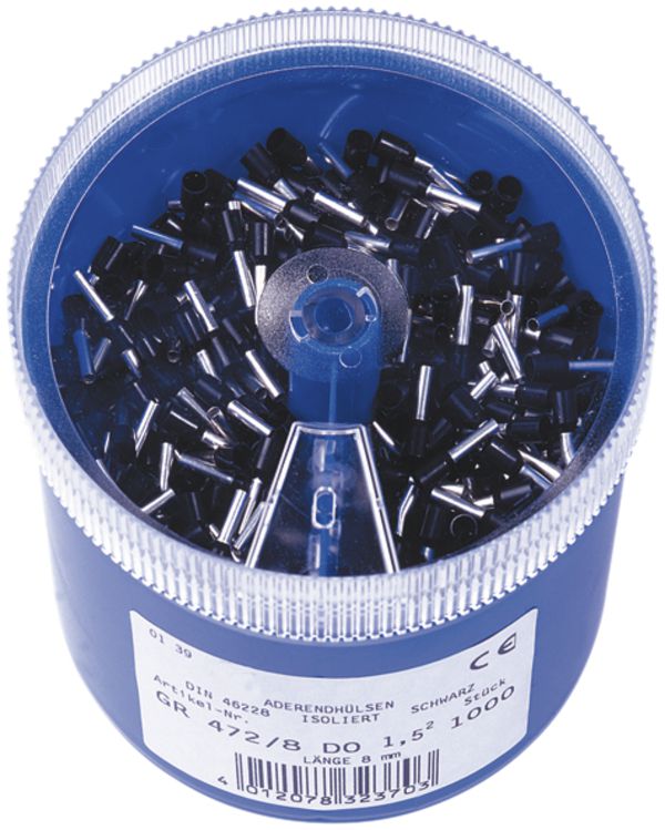 Aderendhülse Ferratec Cu isoliert 1.5mm²/8mm schwarz