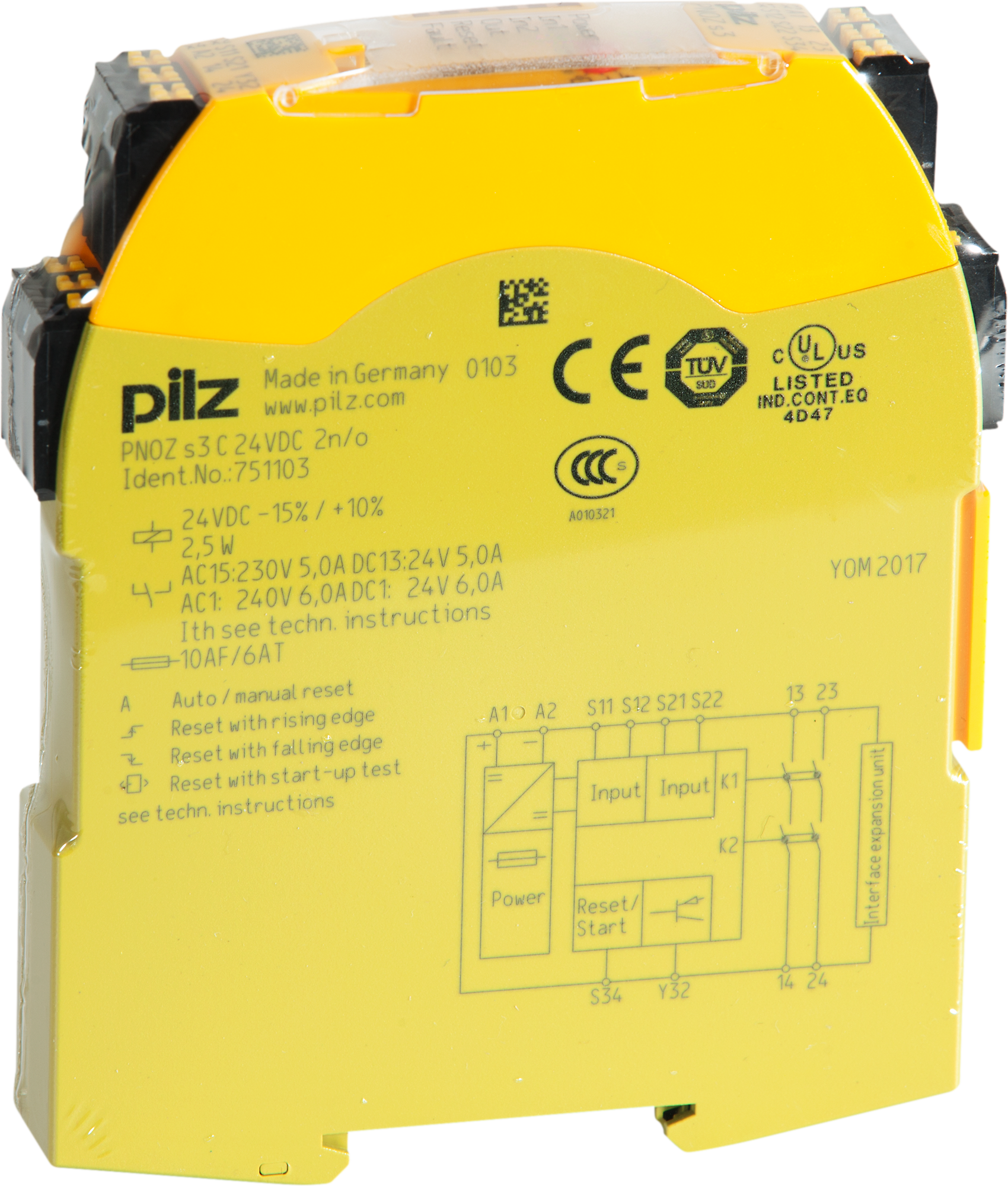 Not-Halt Schaltgerät, Schutztürwächter PNOZ s3 C 24VDC 2 n/o