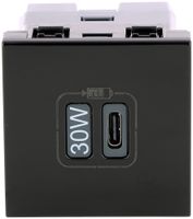 Prise de charge USB MOS 1×type-C 3A 30W 2 modules noir mat
