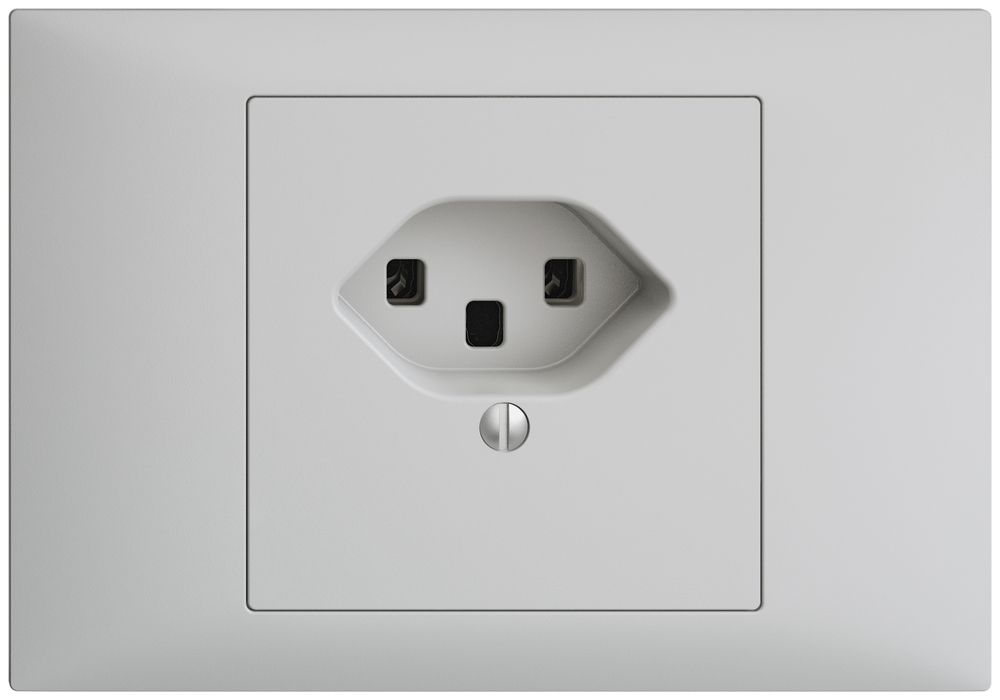 EB-Steckdose EDIZIOdue T23 16A hellgrau, Schraubklemmen