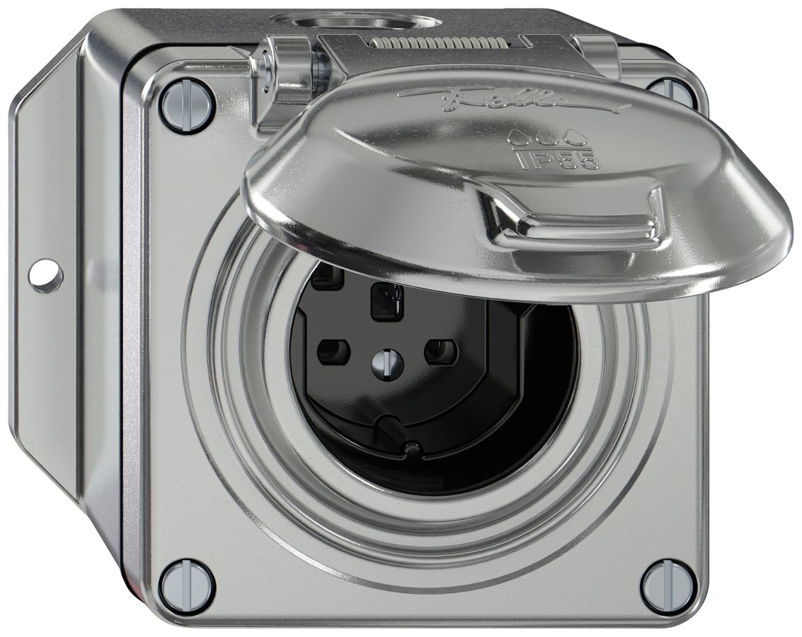 Prise AP ELEMENT SNAPFIX® 1×type 25 16A 440V avec clapet IP55 alu