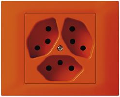 EB-Steckdose kallysto 3×T13 Bauart T mit EB-Dose G3 Abdeckrahmen steckbar orange