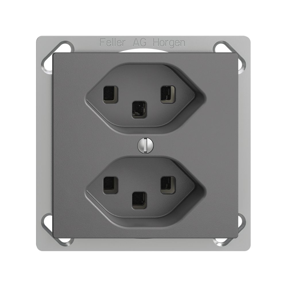 EB-Steckdose 2×T23 16A EDIZIOdue dunkelgrau, mit Steckklemmen