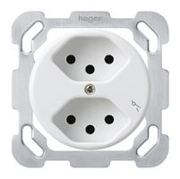 Einsatz zu UP-Steckdose basico 2×Typ 13S mit Befestigungsplatte weiss