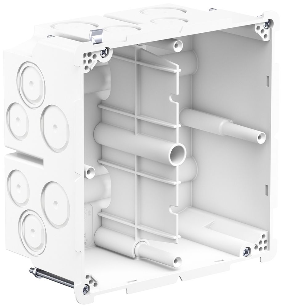 Hohlwanddose AGRO 2×2 850°C mit Laschen, M20/25, weiss