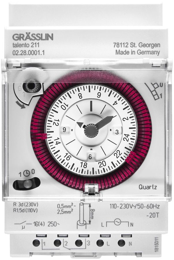 Interrupteur horaire AMD talento 211 1-0-Timer plombable avec bornes enfichables