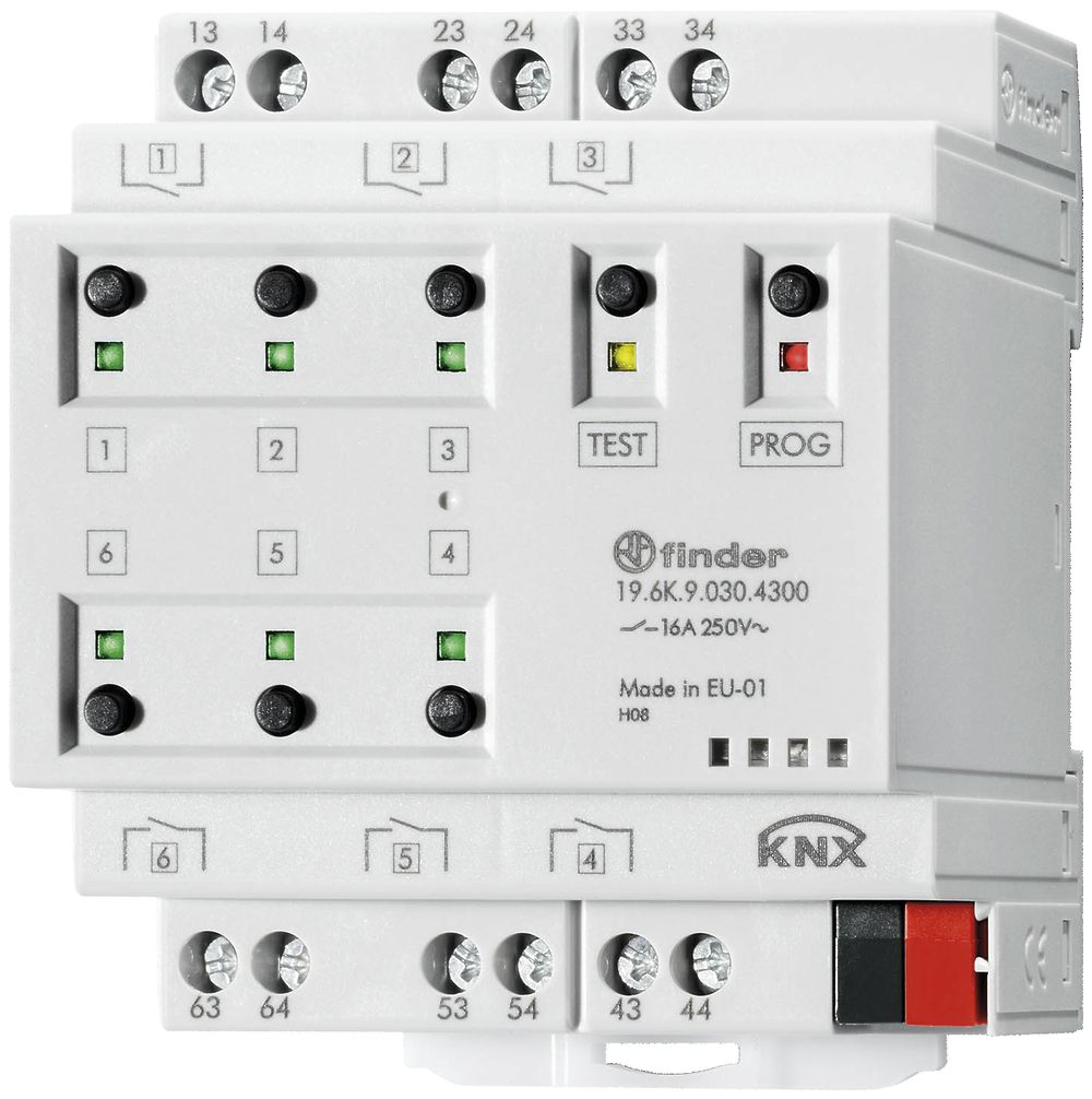 Attuatore-commutatore KNX AMD Finder, 6-canale, 16A/250V