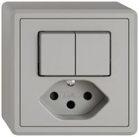 AP-Kombination EDIZIO.liv SNAPFIX® 2×Schema 3+T13 mit Shutter hgu