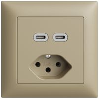 Prise ENC USB 2×type C + type 13 Feller EDIZIOdue FMI 230V 3000mA sand