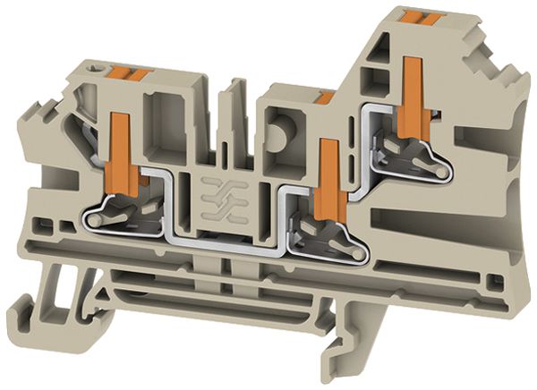 Borne de passage joignable WM AL3C 4 4mm² 32A 1000V PUSH IN 3×1 DIN35 beige