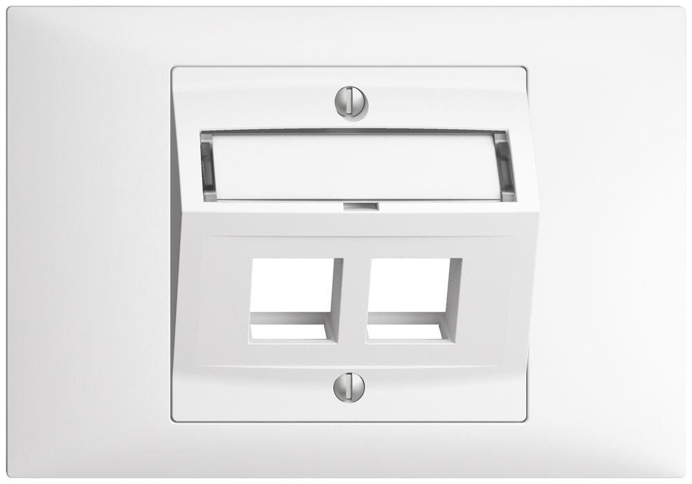 Kit de montage INC EDIZIOdue BKE, avec capot de sortie oblique 2×Keystone blanc