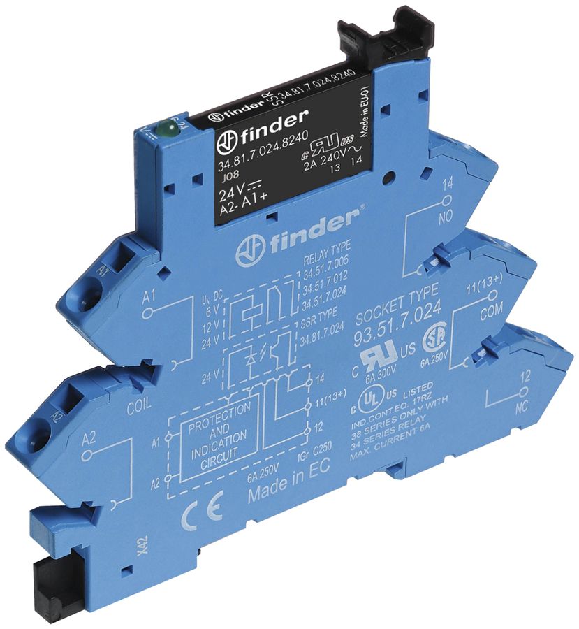 Relais couplage AMD Finder 38, 1F 2A/24VDC SSR bornes à ressort