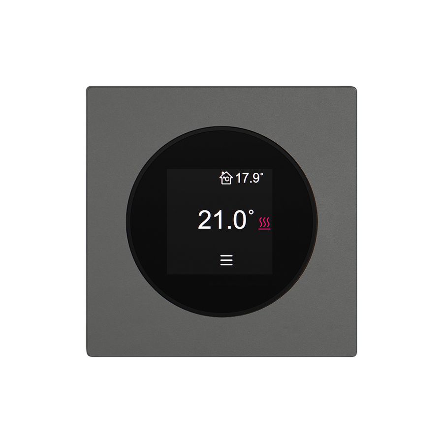 Raumthermostat EDIZIO.liv SNAPFIX® 230VAC 4…30°C 60×60mm dunkelgrau