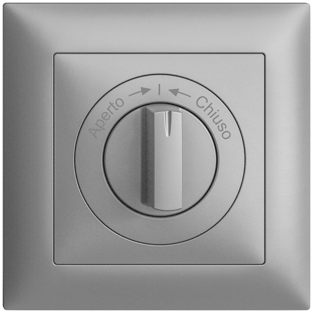 Frontset EDIZIOdue Aperto->I<-Chiuso silver 88×88mm für Schwenktaster