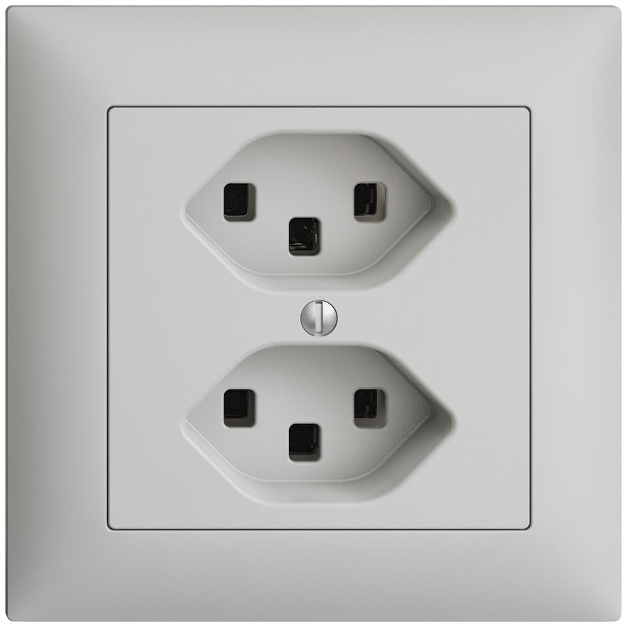 UP-Steckdose 2×T23 16A EDIZIOdue hellgrau, mit Steckklemmen