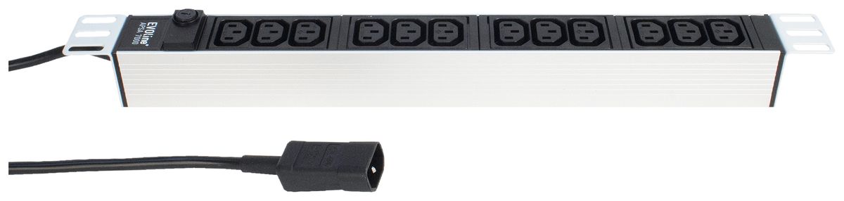 Bloc multiprise A. Steffen 19" 1UH 12×C13 (T113) 3m argent/noir