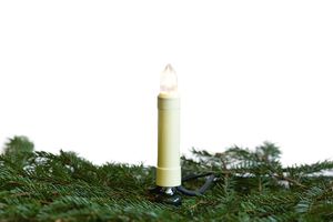 LED-Lichterkette MK, 15-teilig E10, Schaft elfenbeinfarbig