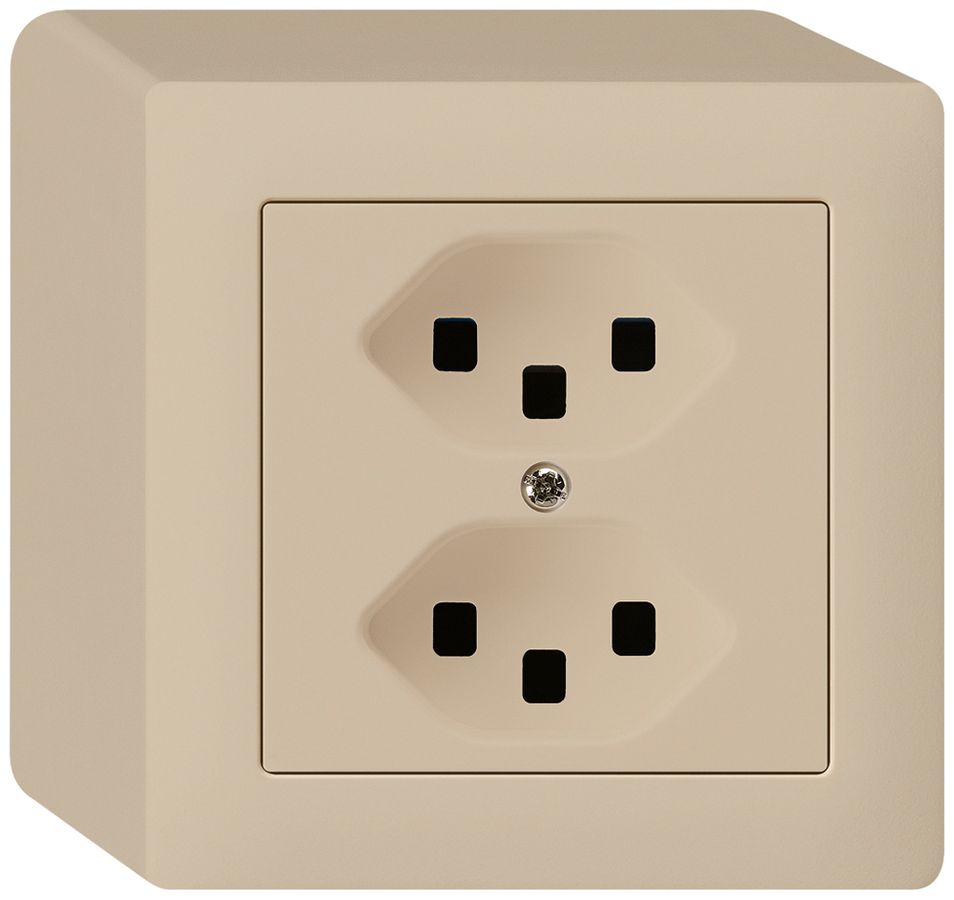 AP-Steckdose kallysto 2×T23 beige mit Steckklemmen