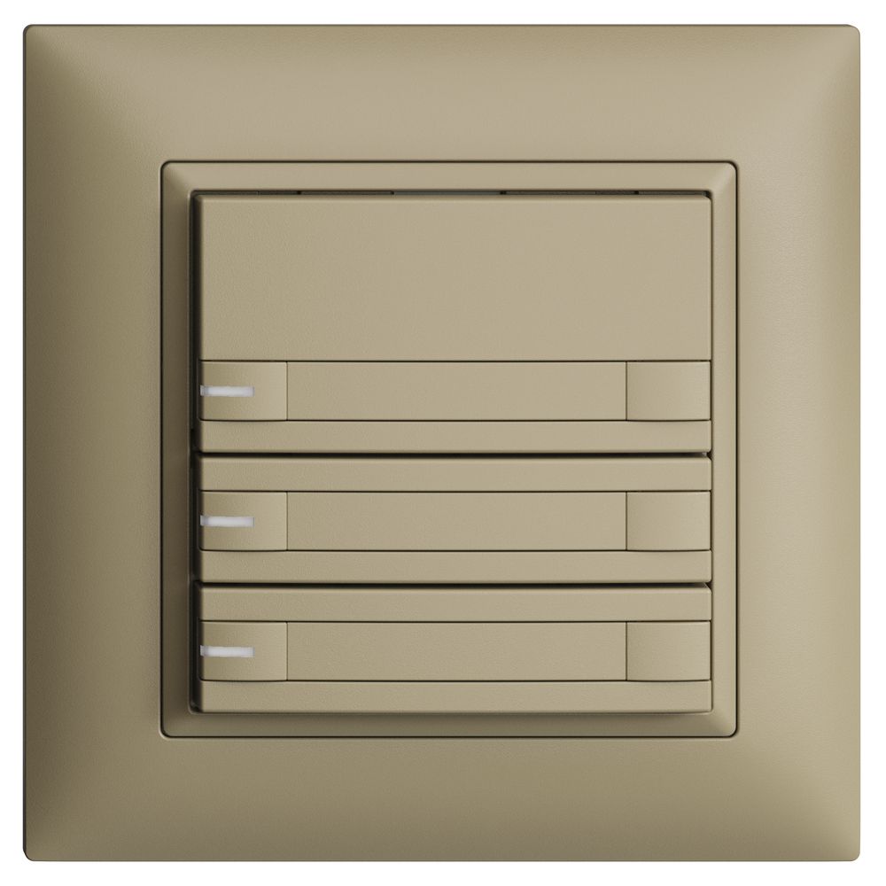 Poussoir KNX RGB ENC EDUE FMI, 250mW, a.LED RGB, papier, 3×pouss., C.2×T., sa