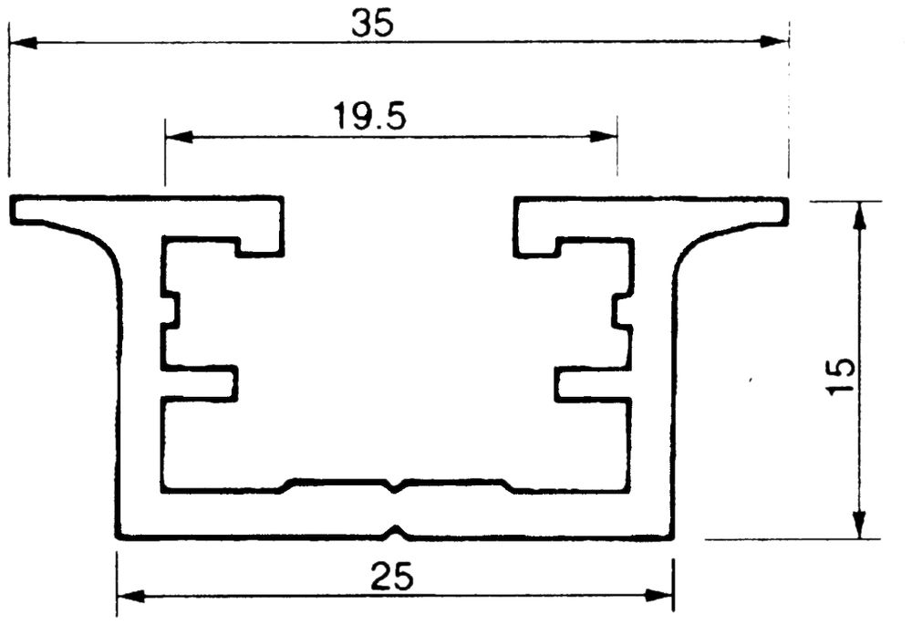 Rail pour appareil Al 35×15mm L=6m