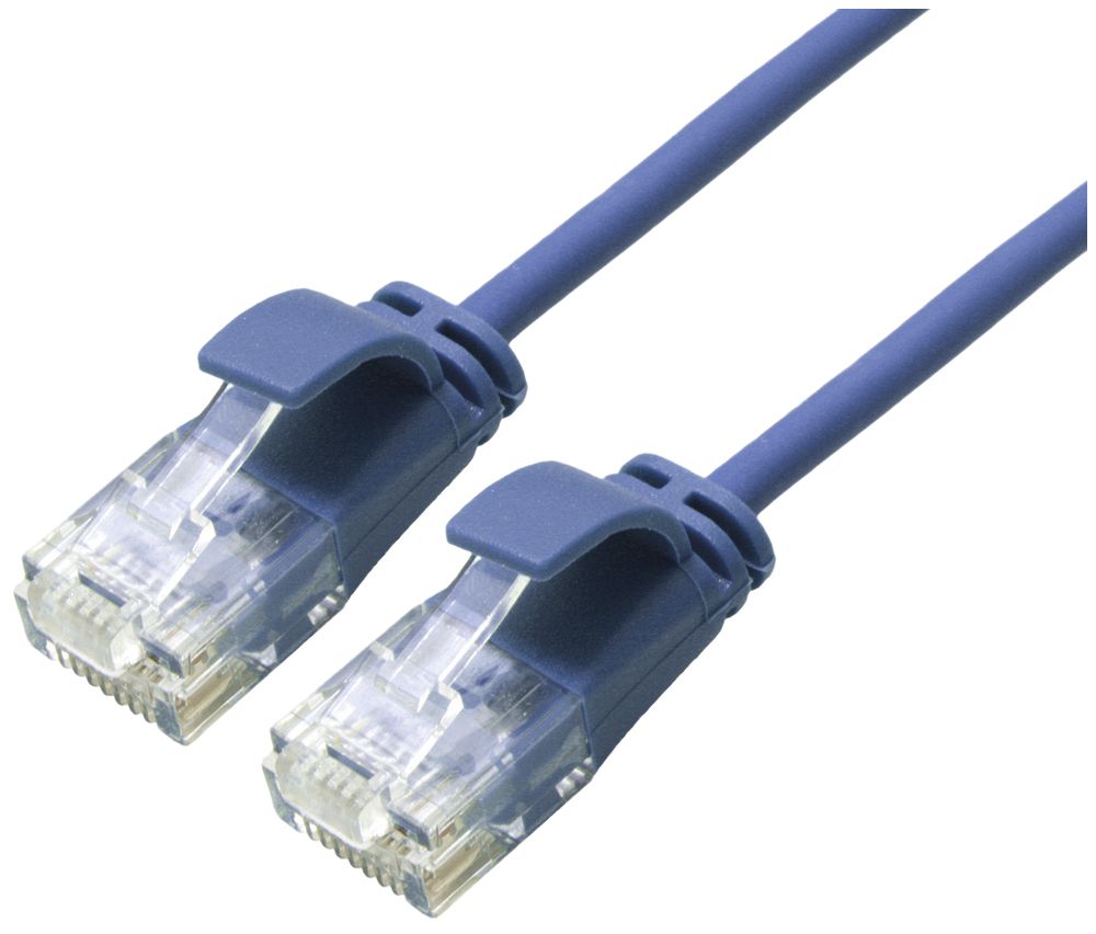 Câble patch RJ45 ROLINE Slim, cat.6A U/UTP, rond, bleu, 3m