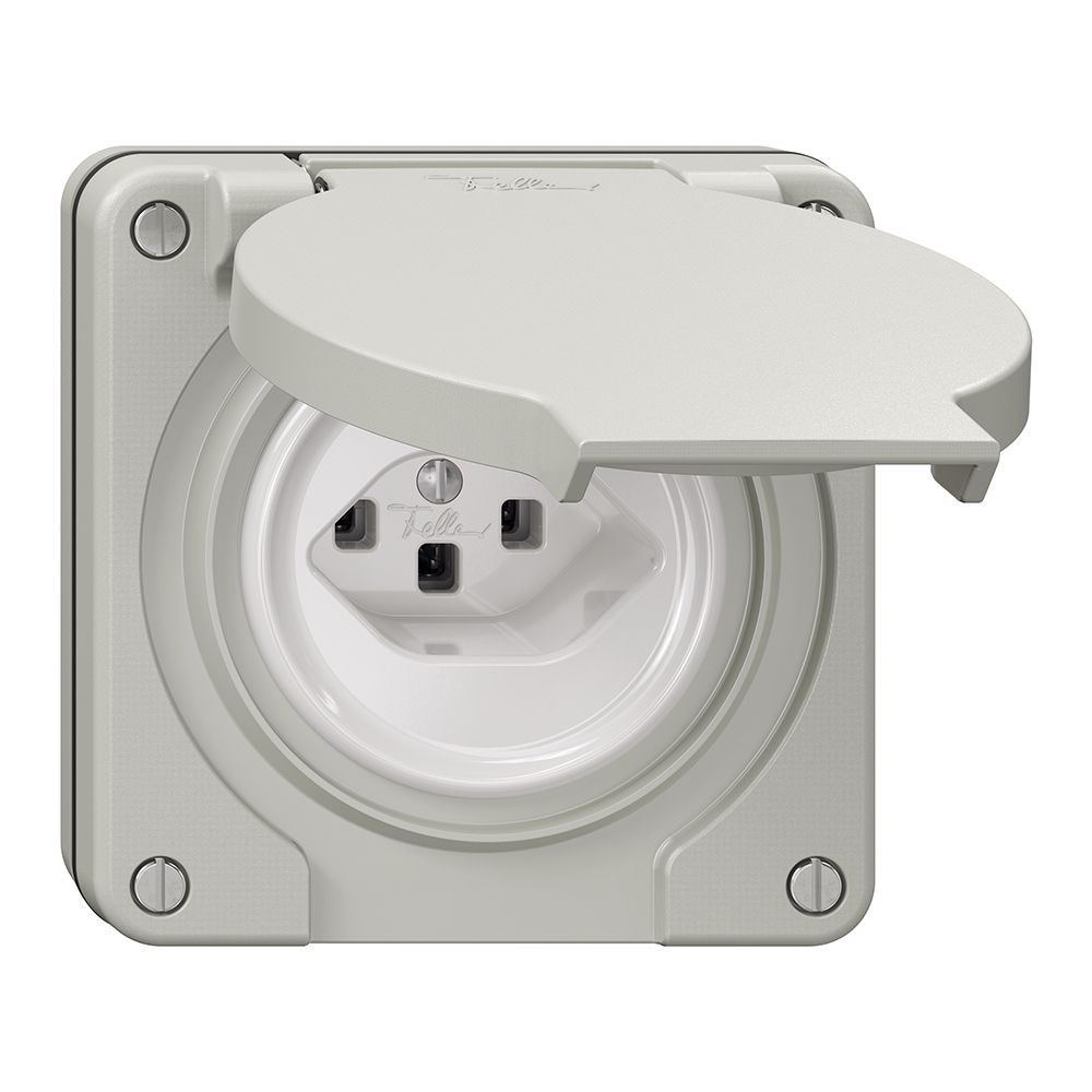 NUP-Steckdose NEVO, 1×T23, IP21, lichtgrau