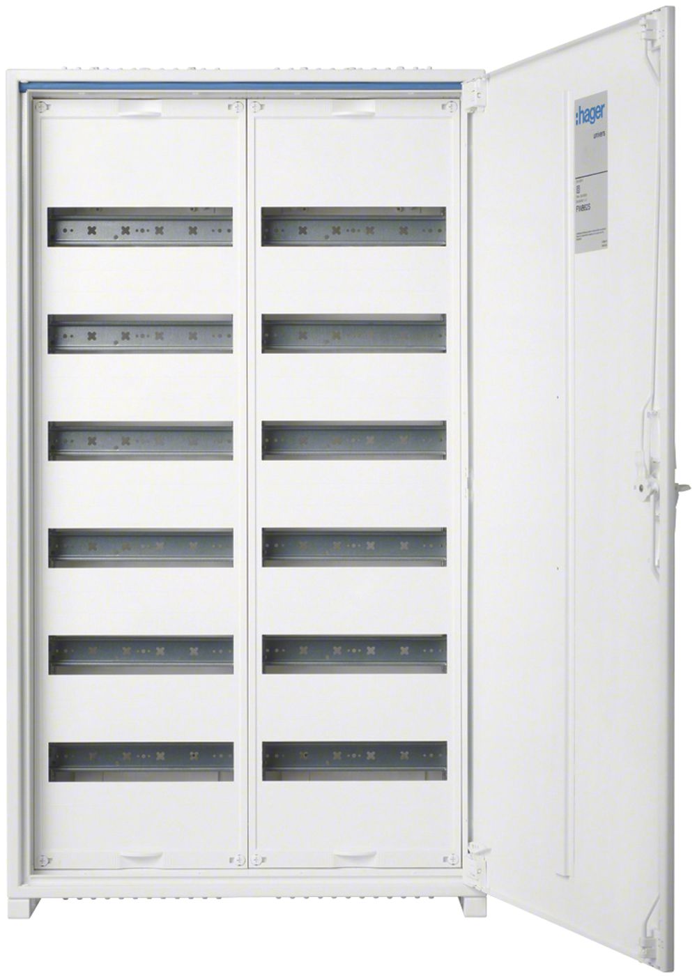 Distributeur AP Hager univers 6 rangées 144UM porte IP44 550×950×160mm