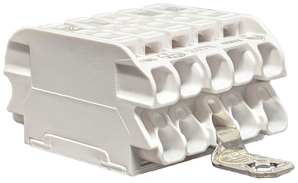 Verbindungsklemme 5P 0.5…2.5mm² Erdungsbügel Beschriftung ws