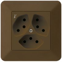 UP-Steckdose kallysto.trend 3×T13/1 braun mit Kinderschutz