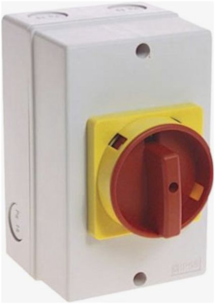 AP-Drehschalter AB 194E-Y80M-1753-6N, 80A 0/3L (0-1), Griff rot/gelb