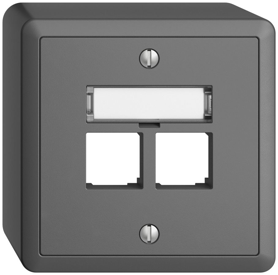 Kit di montaggio AP S-One EDIZIOdue FX per 2×RJ45 diritto, grigio scuro