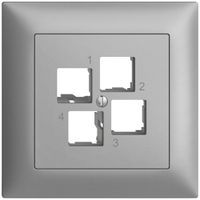 UP-Montageset EDIZIOdue FMI EASYNET S-One, für 4×RJ45, geradeauslass, silver