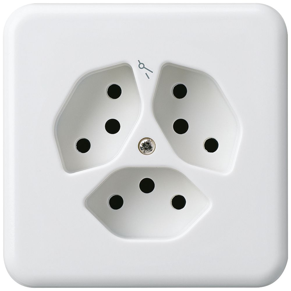 Prise ENC basico 3×type 13/1 blanc avec sécurité enfants pour BOMI