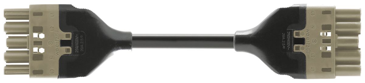 Câble de connexion Woertz 49345/C3 5×2.5mm² 400V 20A 8m gr prise-fiche Cca