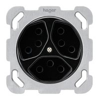 Einsatz zu UP-Steckdose basico 3×Typ 13 mit Befestigungsplatte schwarz