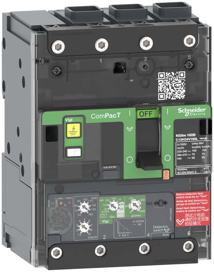 Leistungsschalter ComPacT NSXm100F mit MicroLogic4.1 Vigi 3P 50A 36kA, EL