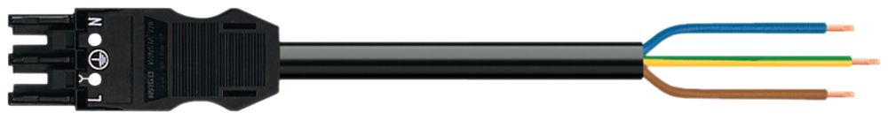 Anschlussleitung WINSTA MIDI 3×1.5mm² 16A 250V 3m Kod.A Buchse/frei schwarz